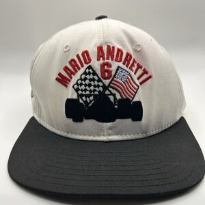 Vintage Mario Andretti Drivers Championship Embroidered SnapBack Hat White Hat